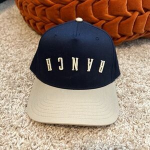 Navy and Tan vintage hat with Embroidered Logo ranch